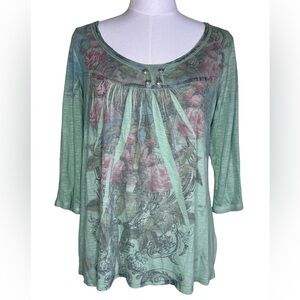 Green Floral Fairy Top